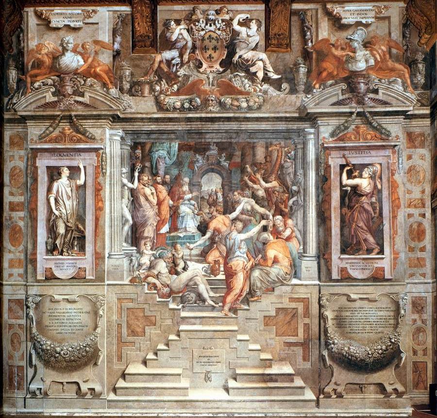 Giorgio Vasari, "Il tributo delle nazioni a Paolo III", Roma, Palazzo della Cancelleria, Salone dei cento giorni, affresco, 1546. 