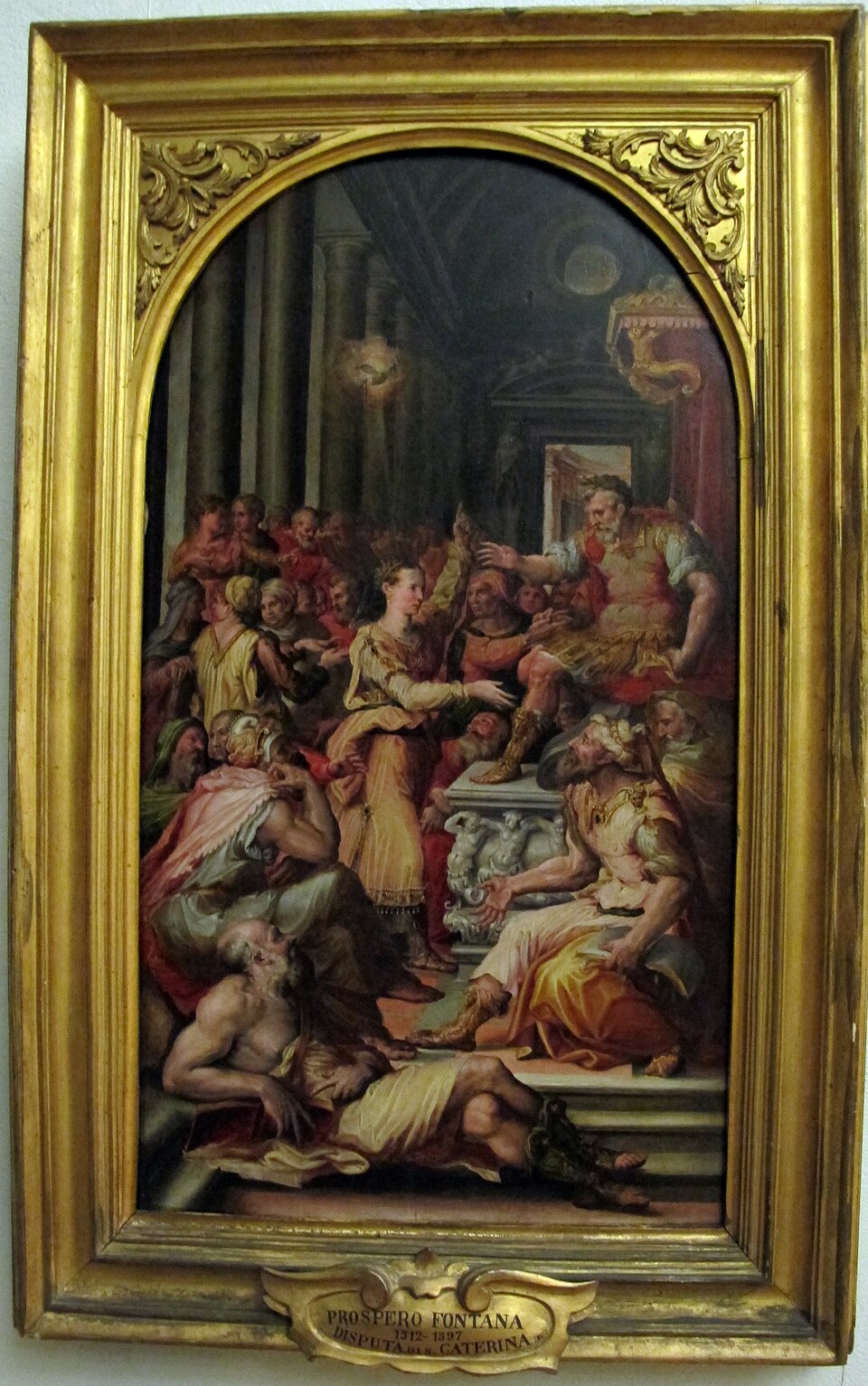 Prospero Fontana, "Disputa di Santa Caterina", bozzetto per la pala di Santa Maria del Barracano in Bologna, Collezione Sacchetti, 1551, olio su tela. 